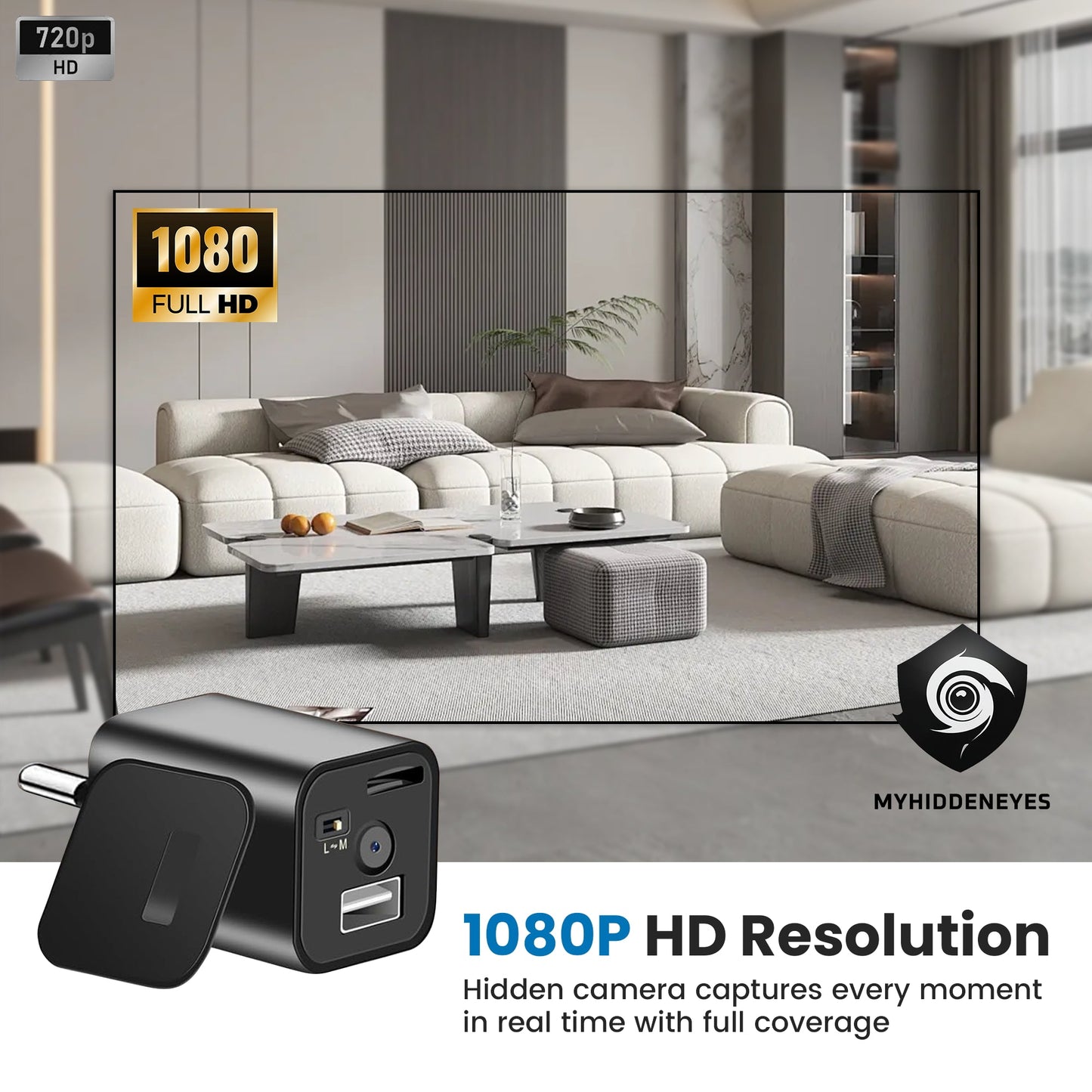 1080P Spy Camera USB Charger No WiFi Camera with 64GB TF cards