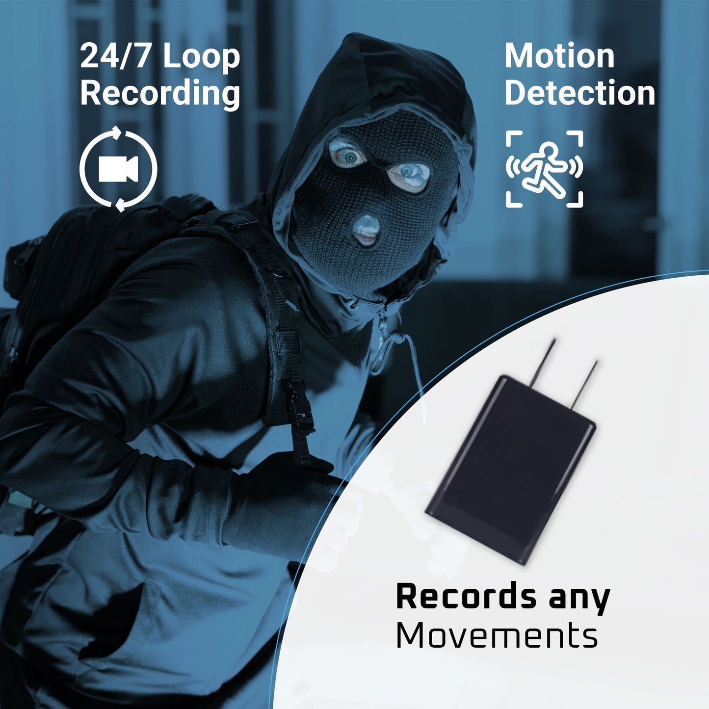 1080P Spy Camera USB Charger No WiFi Camera with 64GB TF cards