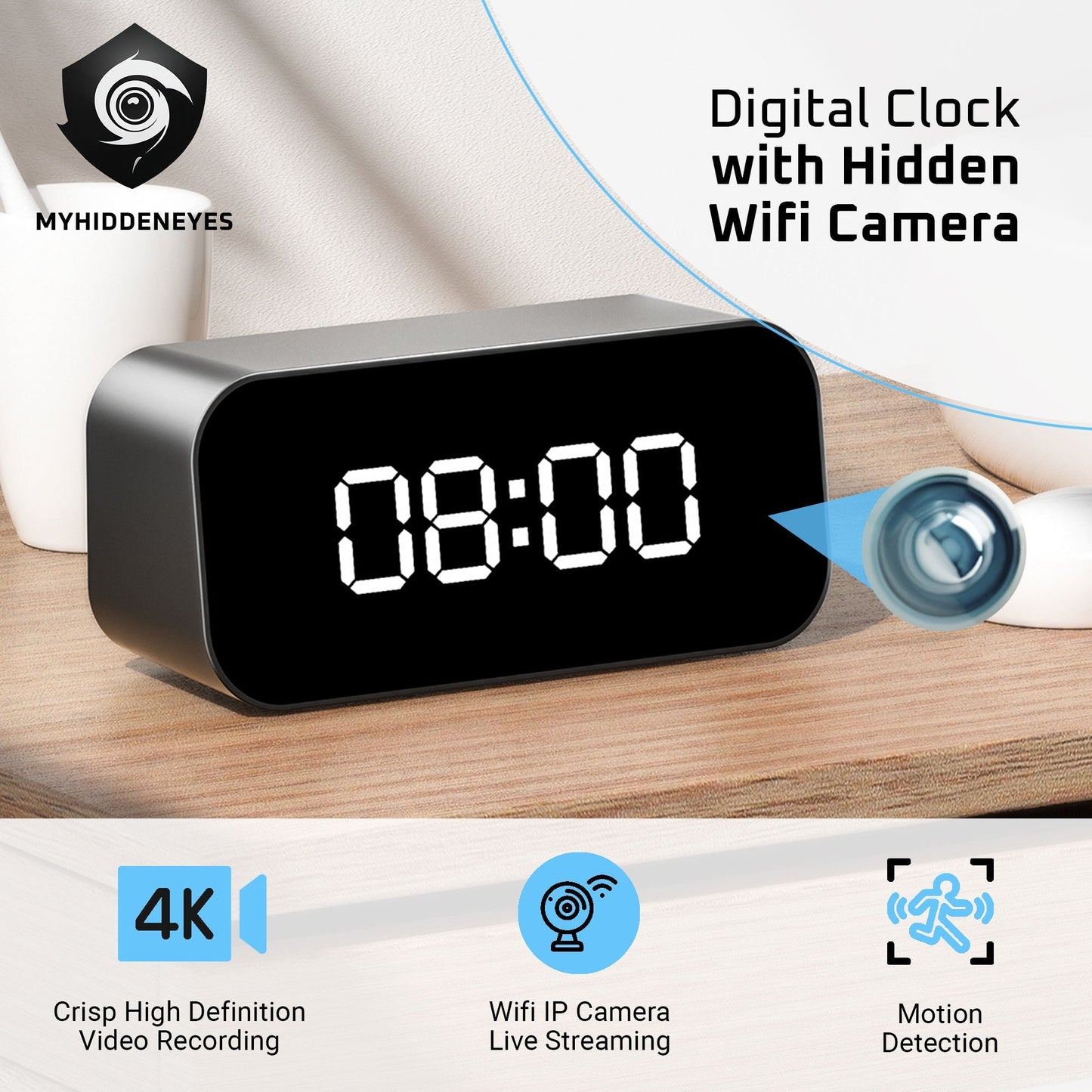Hidden Camera Clock - 4K & 1080p Clock Secret Camera With IR CUT
