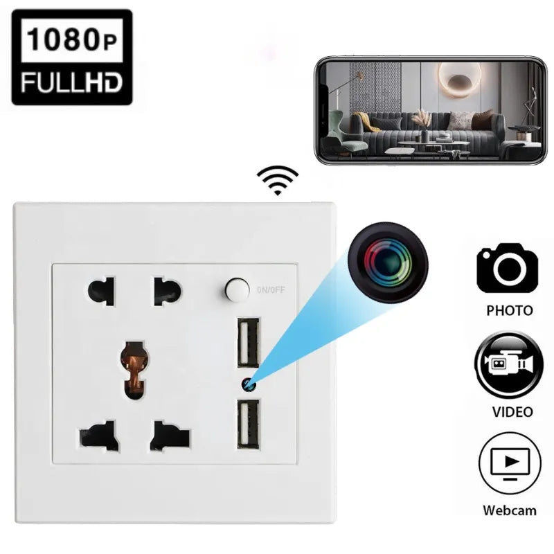 HD 1080P Wall Plug Socket Camera Wifi Home Security Surveillance Video Audio Recording