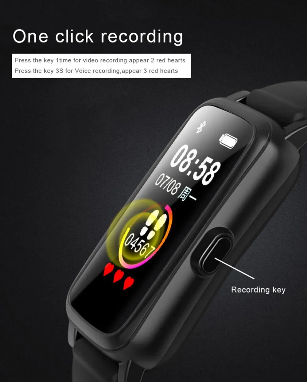 Waterproof Sport Watches Mini Camera Bracelet Build in 64GB