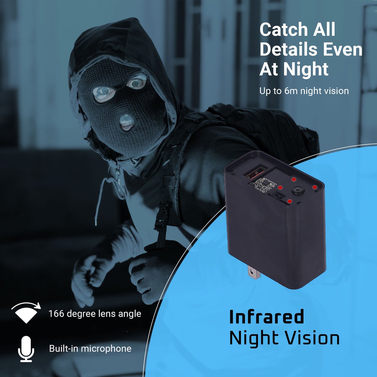 4K Spy Camera Charger | WiFi Hidden Camera QC3.0 Fast Charger