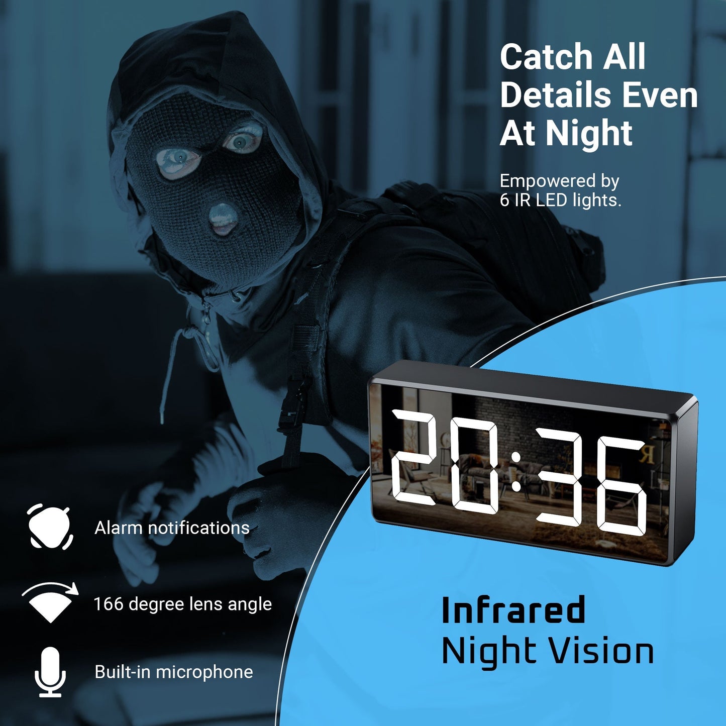 Hidden Camera Clock - 4K & 1080p Clock Secret Camera