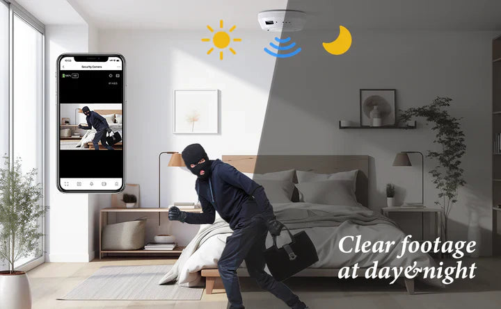 Panoramic 360 Degree Smoke Case Camera - No Limited Time of Recording
