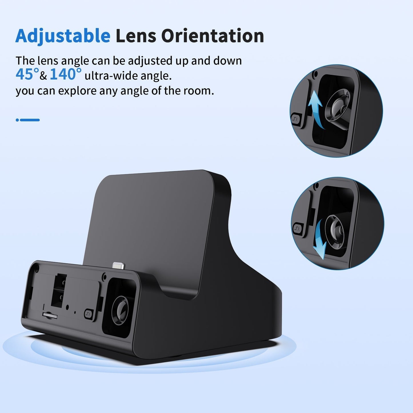 Security Camera Charger Dock True 2K Pixels with Adjustable 160° Wide-Angle Lens