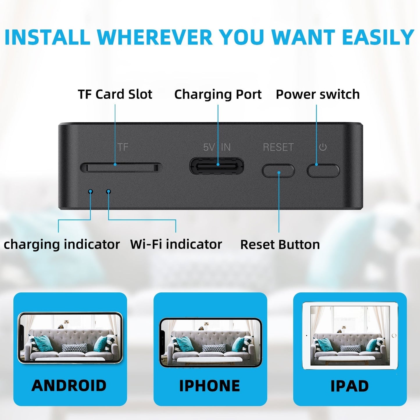 Prospys Wireless Small Home Camera with Motion Detection, Wireless APP Real Time View-M2