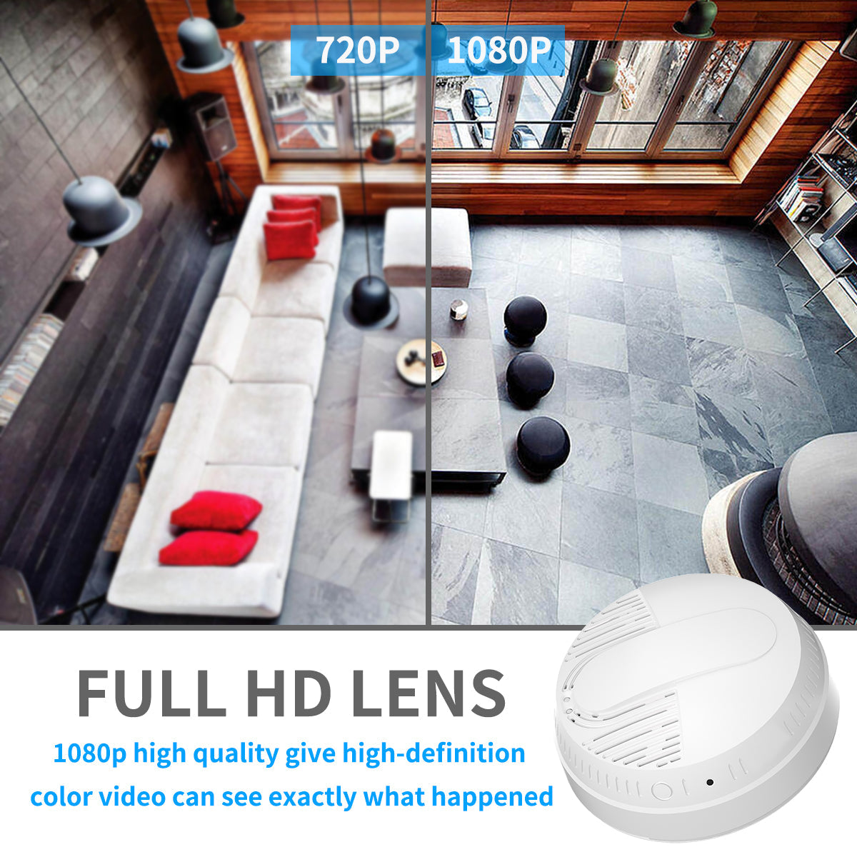 Wall Smoke Detector Spy Camera - HD WiFi Enabled Night Vision