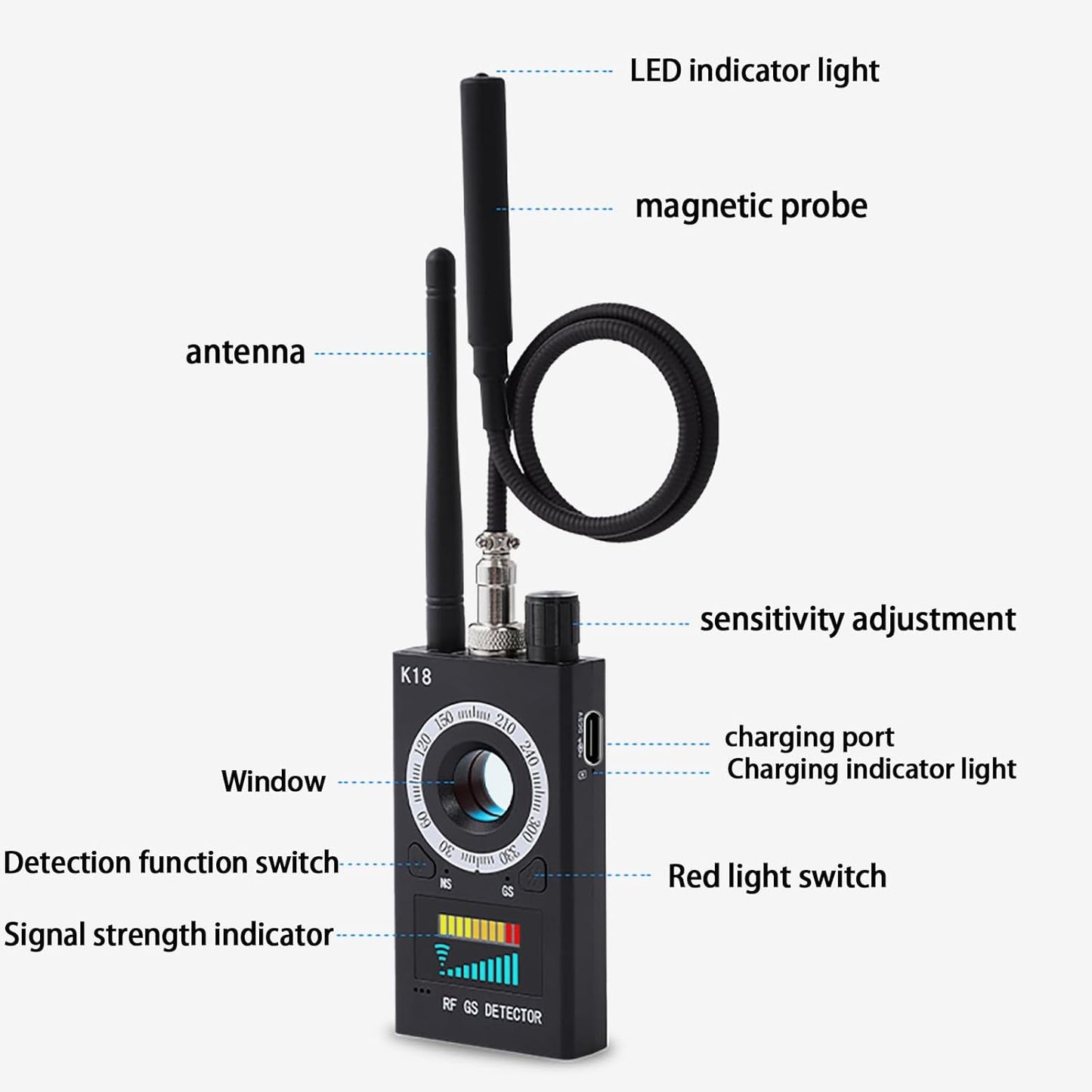 Privacy Protect Detector Signal Scanner Device Detector For GPS Tracker Hearing Device