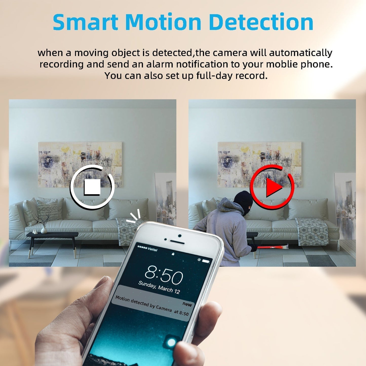 Prospys Wireless Small Home Camera with Motion Detection, Wireless APP Real Time View-M2