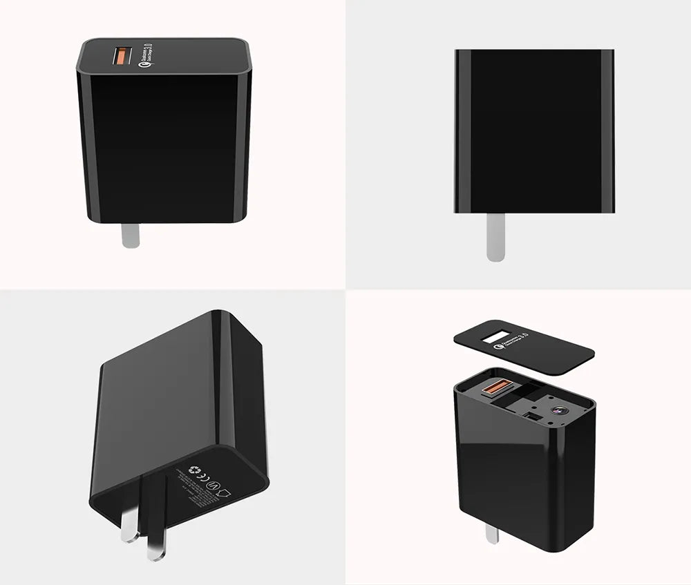 4K Spy Camera Charger | WiFi Hidden Camera QC3.0 Fast Charger