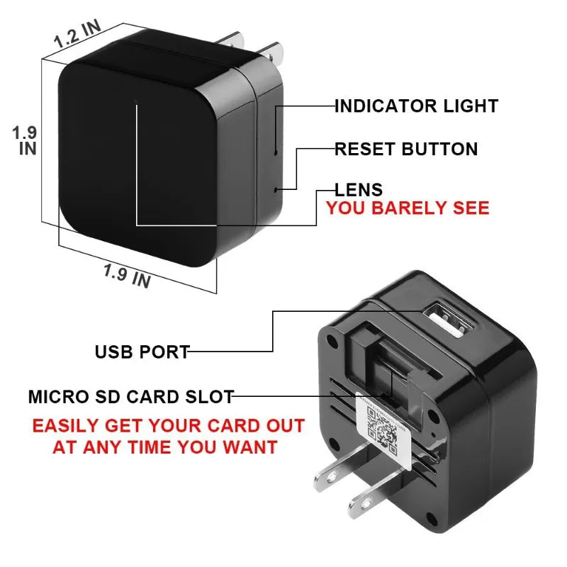 1080P Wifi Mini Camera Charger Power Surveillance Wireless Vision Video Recorder