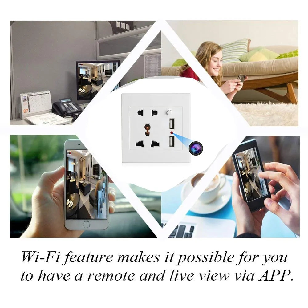 HD 1080P Wall Plug Socket Camera Wifi Home Security Surveillance Video Audio Recording