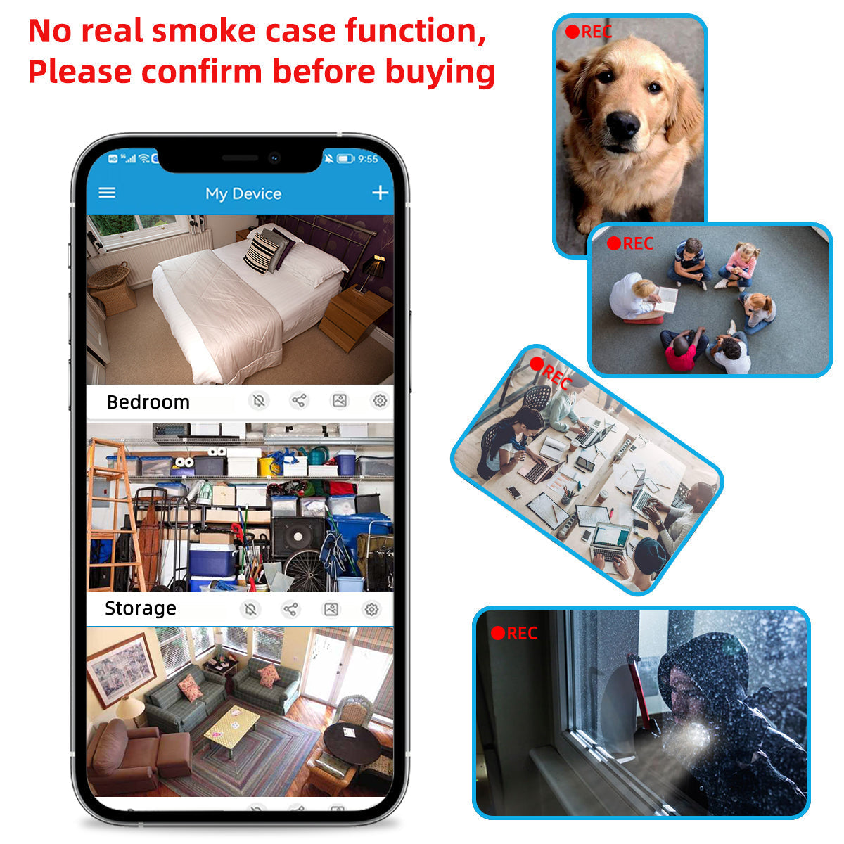 Wall Smoke Detector Spy Camera - HD WiFi Enabled Night Vision