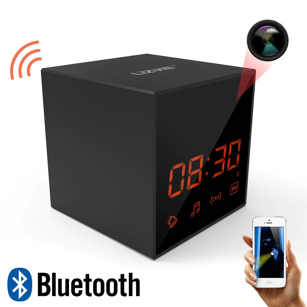 Prospys 1080P Alarm Clock Bluetooth Radio Speaker with Spy Hidden Camera