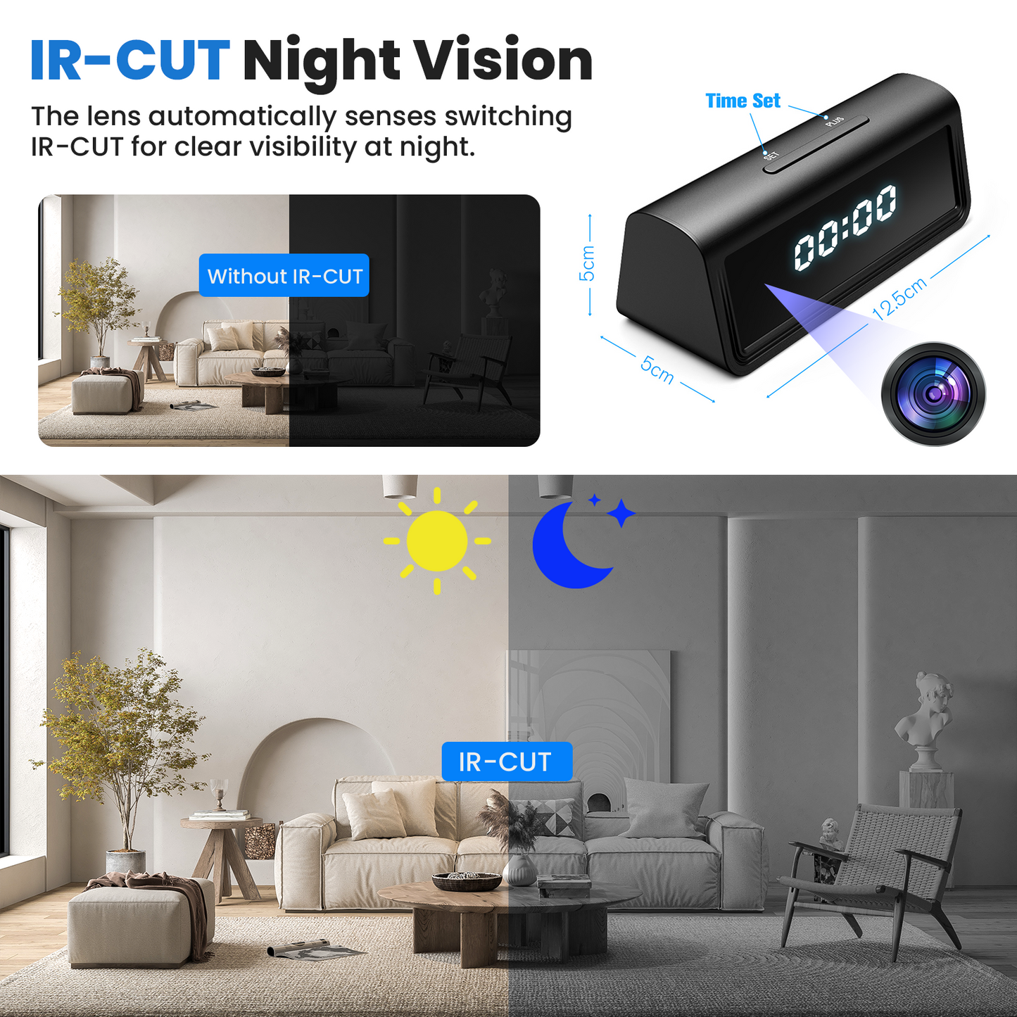 Hidden Camera Clock - 4K & 1080p Clock Secret Camera With IR CUT