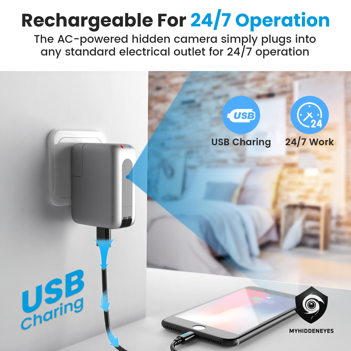 4K Spy Camera Charger | WiFi Hidden Camera
