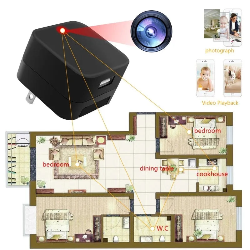 1080P Wifi Mini Camera Charger Power Surveillance Wireless Vision Video Recorder