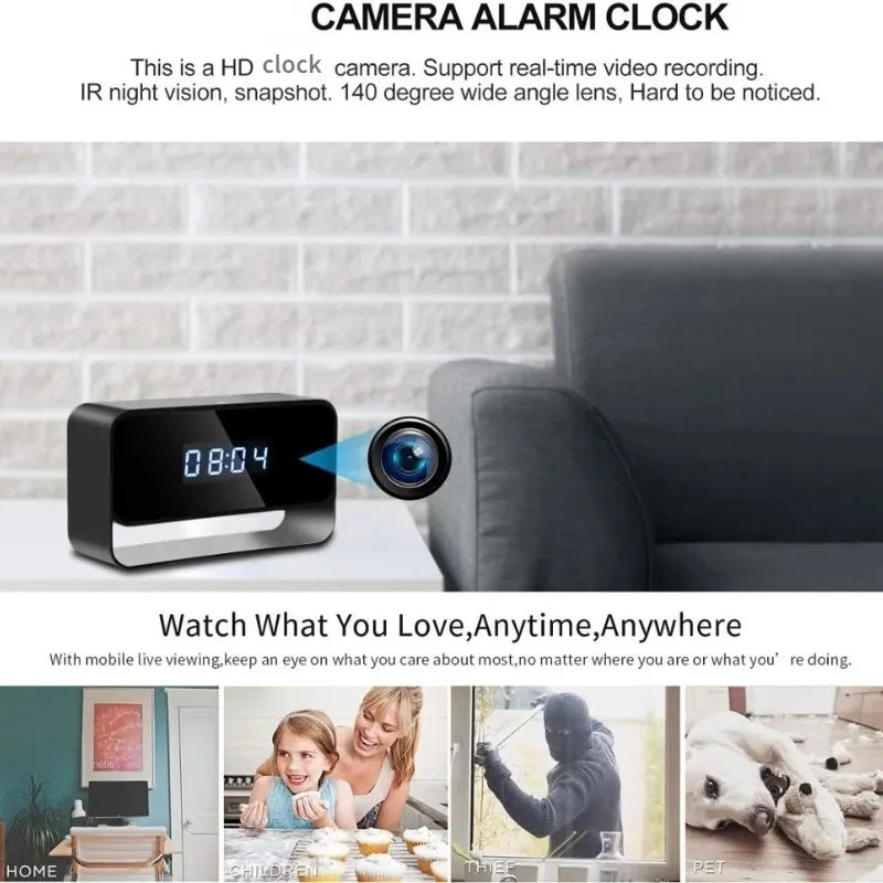 Metal Case 4K/1080P Full HD Mini WiFi Camera Wireless Clock Camera Night Vision with Motion Detection