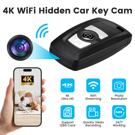 4K WIFI Portable Car Keychain Spy Camera | 4K UHD Car Key Remote Spy Camera