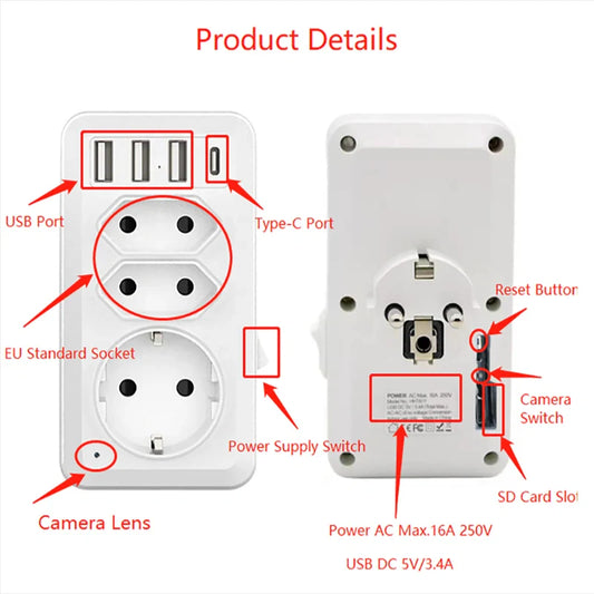 EU Plug Standard USB Sockets Adapter Camera