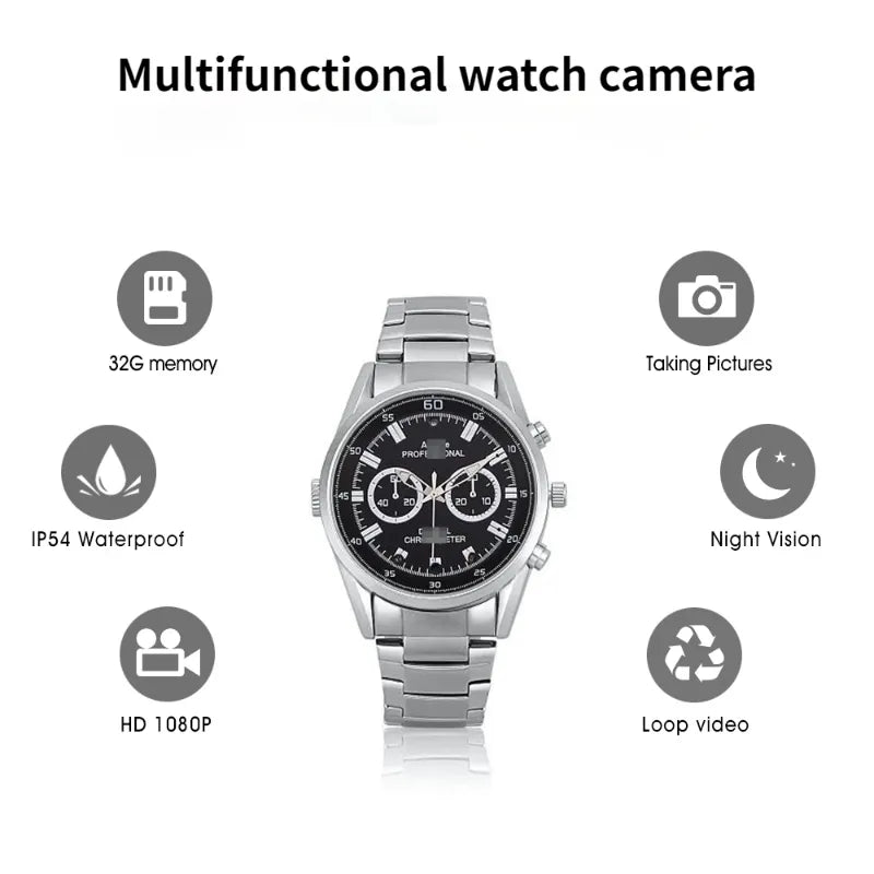 Matel Spy Watch Camera 1080P HD Mini Camera Portable Watch