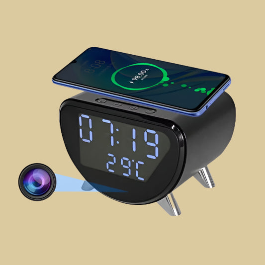 4K HD WiFi Mini Camera Clock | Wireless Charging