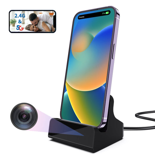 Security Camera Charger Dock True 2K Pixels with Adjustable 160° Wide-Angle Lens