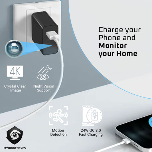 4K Spy Camera Charger | WiFi Hidden Camera QC3.0 Fast Charger