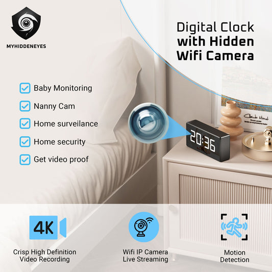 Hidden Camera Clock - 4K & 1080p Clock Secret Camera
