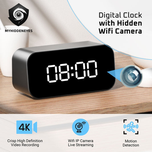 Hidden Camera Clock - 4K & 1080p Clock Secret Camera With IR CUT