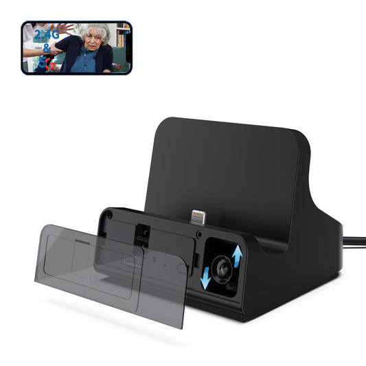 Security Camera Charger Dock True 2K Pixels with Adjustable 160° Wide-Angle Lens