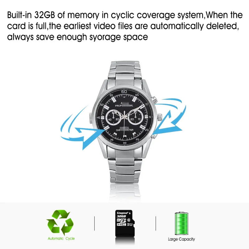 Matel Spy Watch Camera 1080P HD Mini Camera Portable Watch