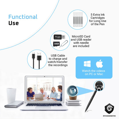 Pen Camera  with 64GB TF Cards