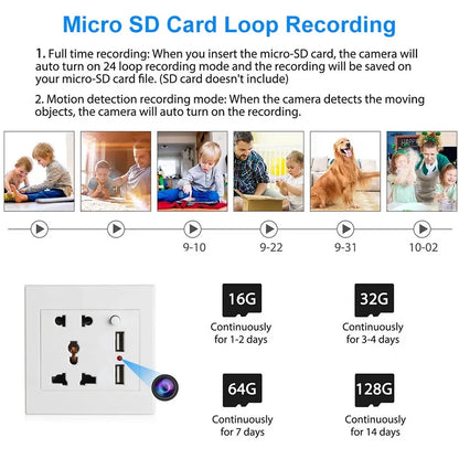 HD 1080P Wall Plug Socket Camera Wifi Home Security Surveillance Video Audio Recording