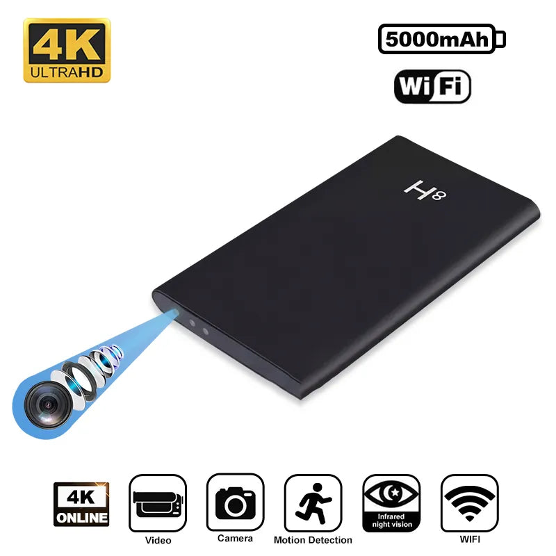 4K Ultra HD Power Bank Mini WIFi Camera Portable 5000mAh Nanny Cam