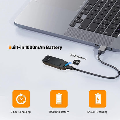 Mini Body Camera 1080P HD with 64GB Card