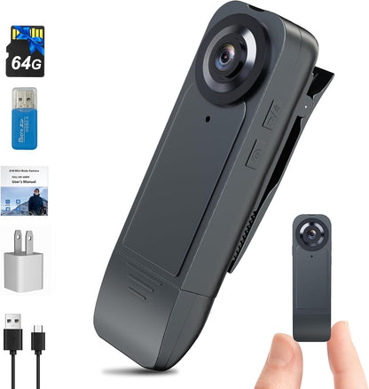 Mini Body Camera 1080P HD with 64GB Card