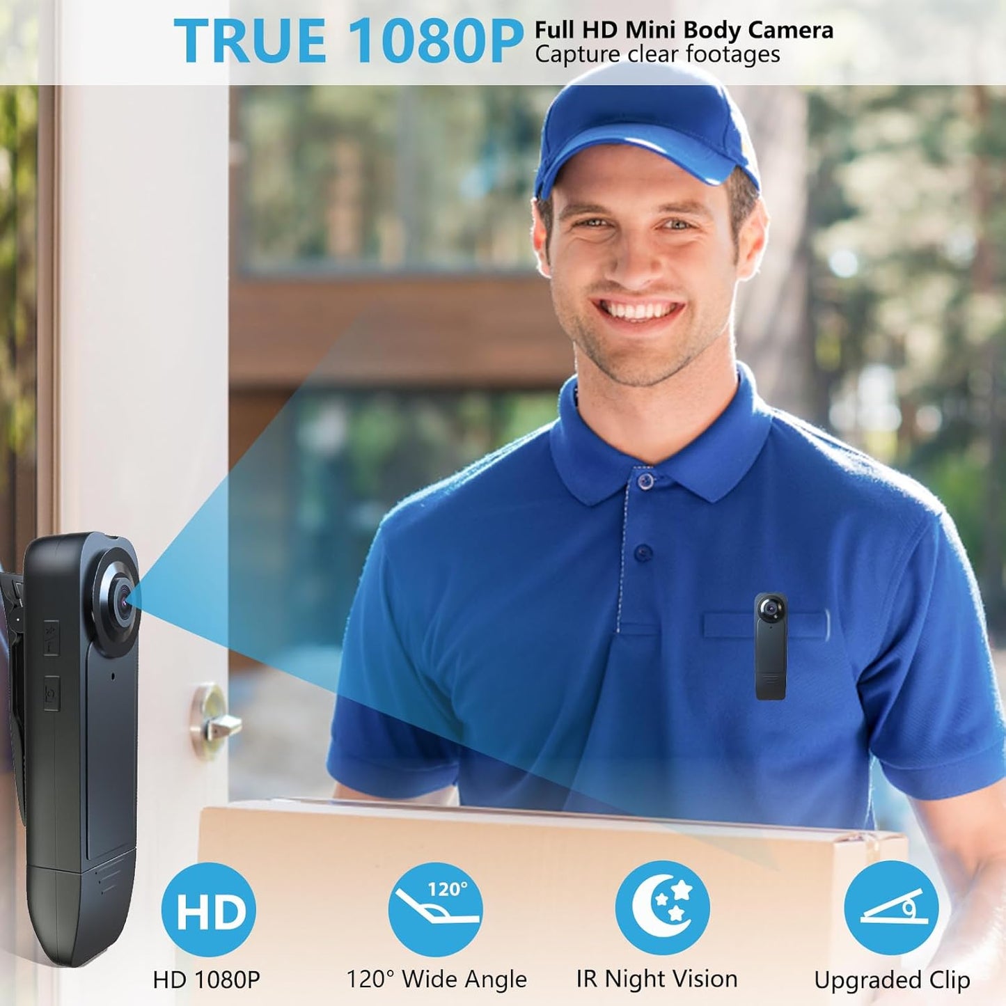 Mini Body Camera 1080P HD with 64GB Card