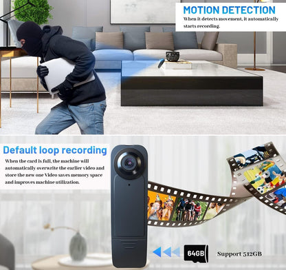 Mini Body Camera 1080P HD with 64GB Card