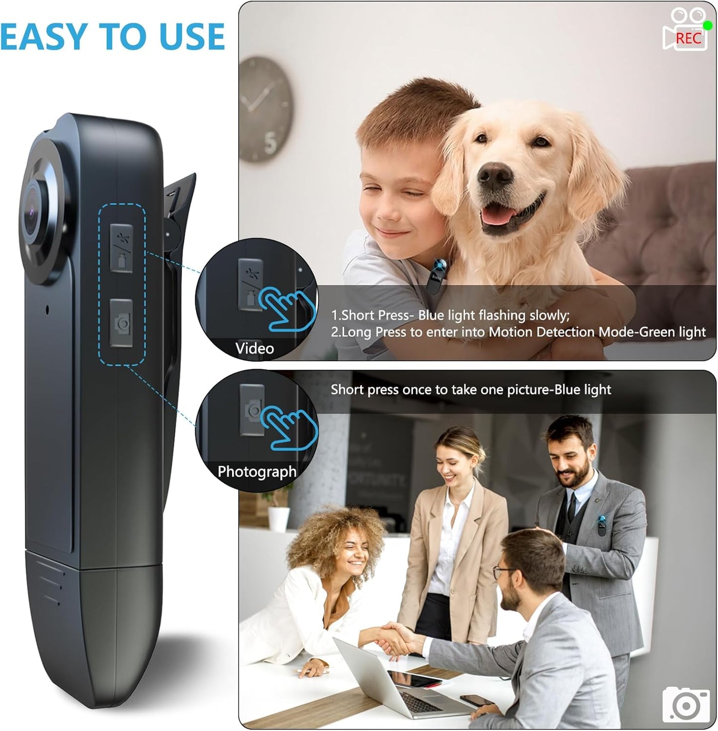 Mini Body Camera 1080P HD with 64GB Card