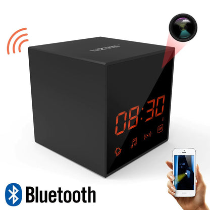 Prospys 1080P Alarm Clock Bluetooth Radio Speaker with Spy Hidden Camera