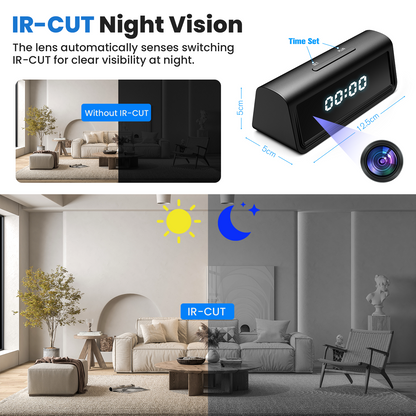 Hidden Camera Clock - 4K & 1080p Clock Secret Camera With IR CUT