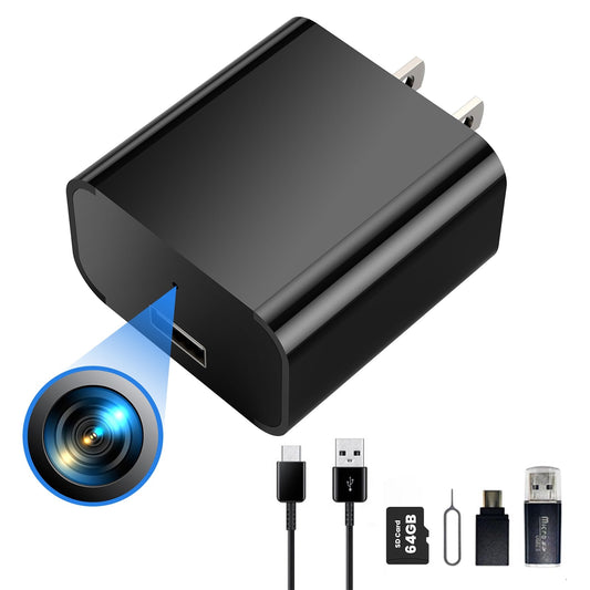 Night Version Full HD USB Charger Camera  with 64GB TF cards