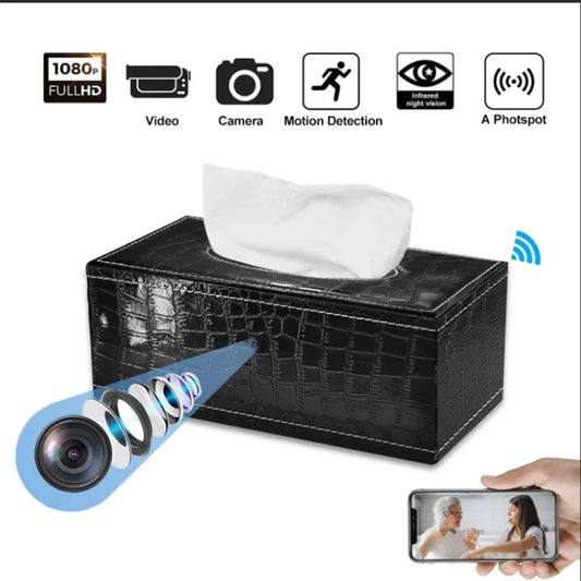PU Leather Tissue Box Mini Camera Night Version