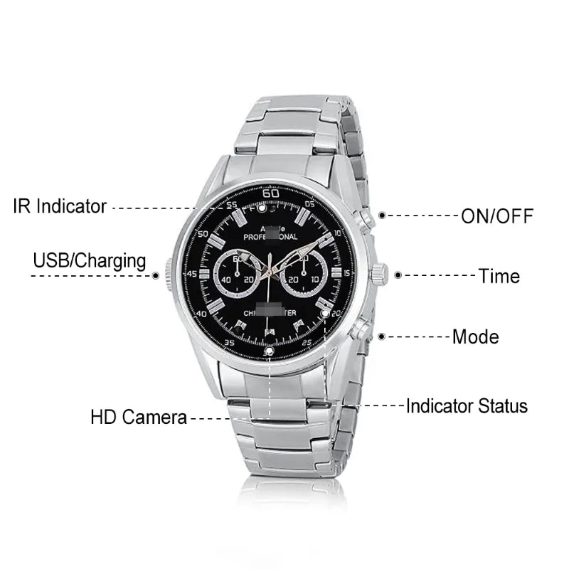 Matel Spy Watch Camera 1080P HD Mini Camera Portable Watch